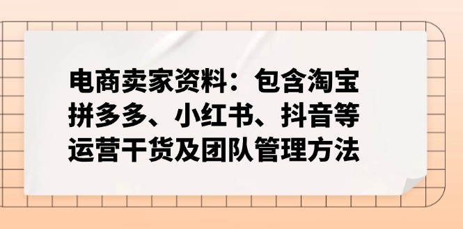 电商卖家资料：包含淘宝、拼多多、小红书、抖音等运营干货及团队管理方法-创薯资源