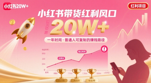 一年时间靠小红书带货项目年入20w+，最不能错的大红利项目-创薯资源