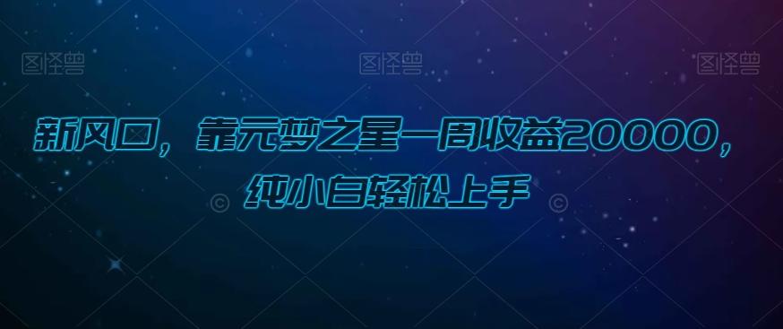 新风口，靠元梦之星一周收益20000，纯小白轻松上手-创薯资源