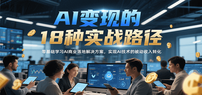 AI变现的18种实战路径，零基础学习AI商业落地解决方案，实现AI技术的被动收入转化-创薯资源