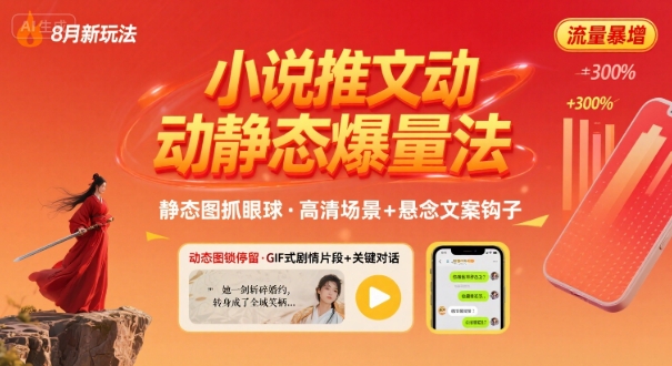 8月小说推文全新玩法，动静态图片+搭配小说文案爆量玩法-创薯资源