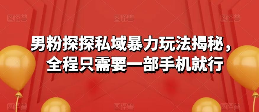 男粉探探私域暴力玩法揭秘，全程只需要一部手机就行-创薯资源