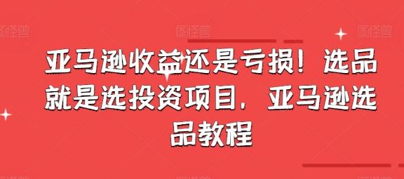 亚马逊收益还是亏损！选品就是选投资项目，亚马逊选品教程-创薯资源