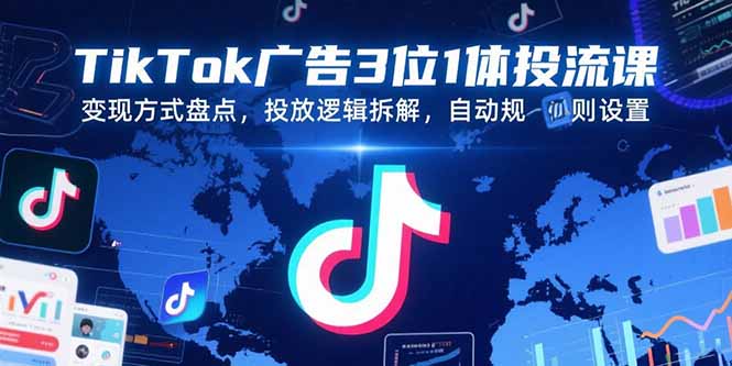 TikTok广告3位1体投流课，变现方式盘点，投放逻辑拆解，自动规则设置-创薯资源