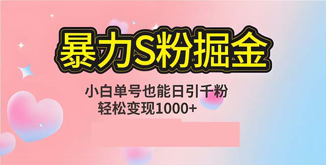 单人单机日引千粉，变现1000+，S粉流量掘金计划攻略-创薯资源