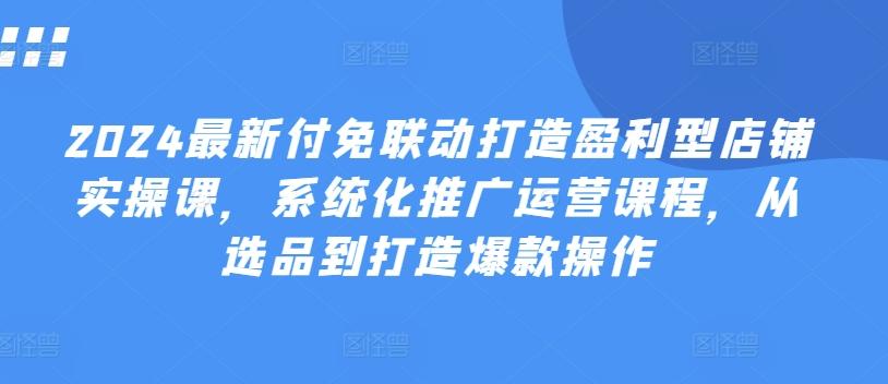 2024最新付免联动打造盈利型店铺实操课，​系统化推广运营课程，从选品到打造爆款操作-创薯资源