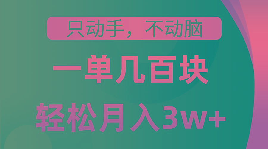只动手不动脑，一单几百块，轻松月入3w+，看完就能直接操作，详细教程-创薯资源