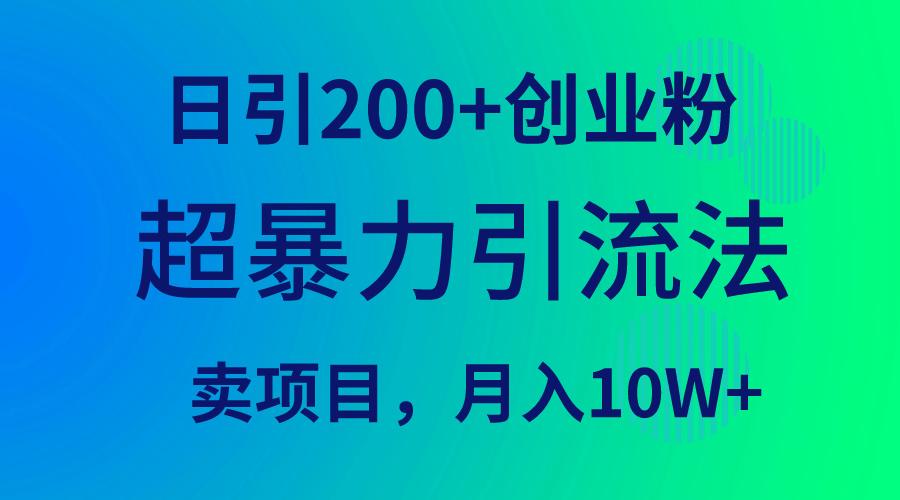 (9654期)超暴力引流法，日引200+创业粉，卖项目月入10W+-创薯资源