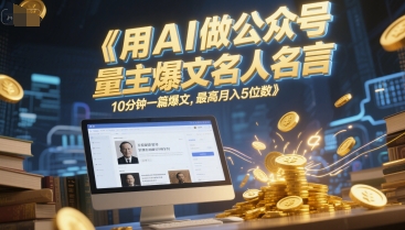 用AI做公众号流量主爆文名人名言，10分钟一篇爆文，最高月入5位数-创薯资源