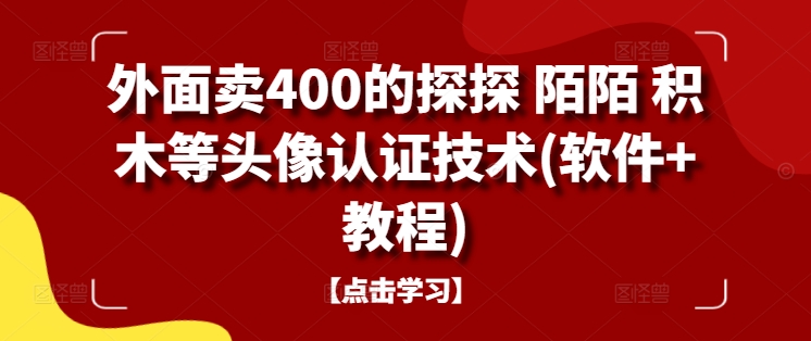 外面卖400的探探 陌陌 积木等头像认证技术(软件+教程)-创薯资源