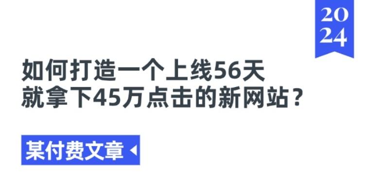 某付费文章《如何打造一个上线56天就拿下45万点击的新网站?》-创薯资源