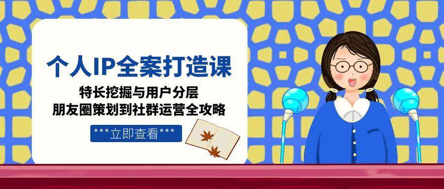 个人IP全案打造课，特长挖掘与用户分层，朋友圈策划到社群运营全攻略-创薯资源