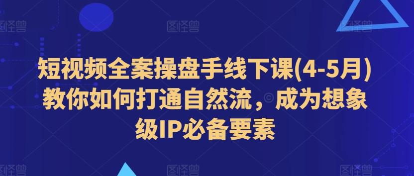 短视频全案操盘手线下课(4-5月)教你如何打通自然流，成为想象级IP必备要素-创薯资源