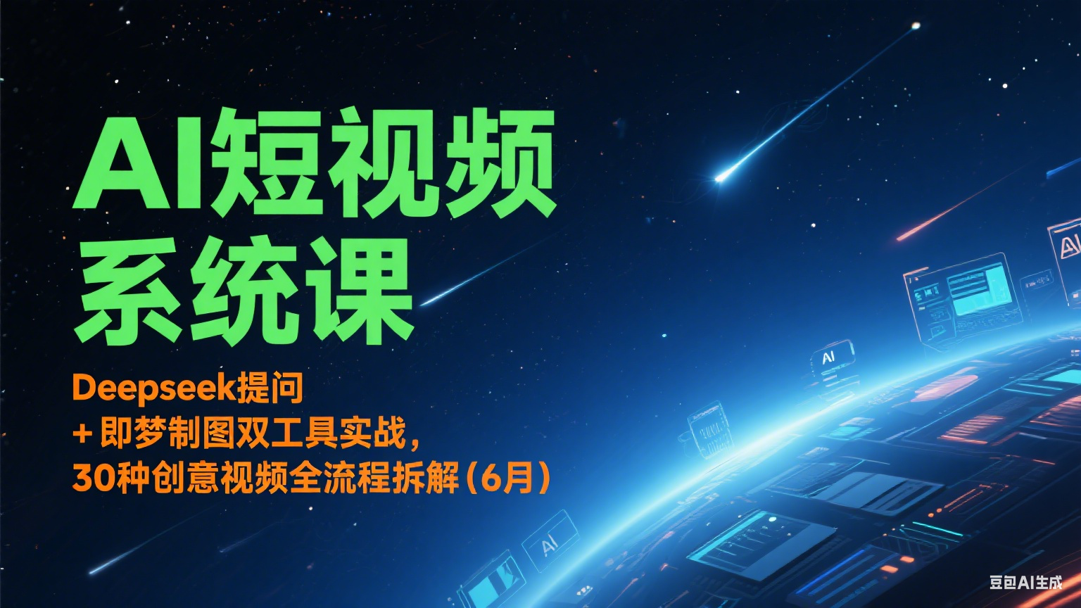 AI短视频系统课：Deepseek提问 + 即梦制图双工具实战，30种创意视频全流程拆解(6月)-创薯资源