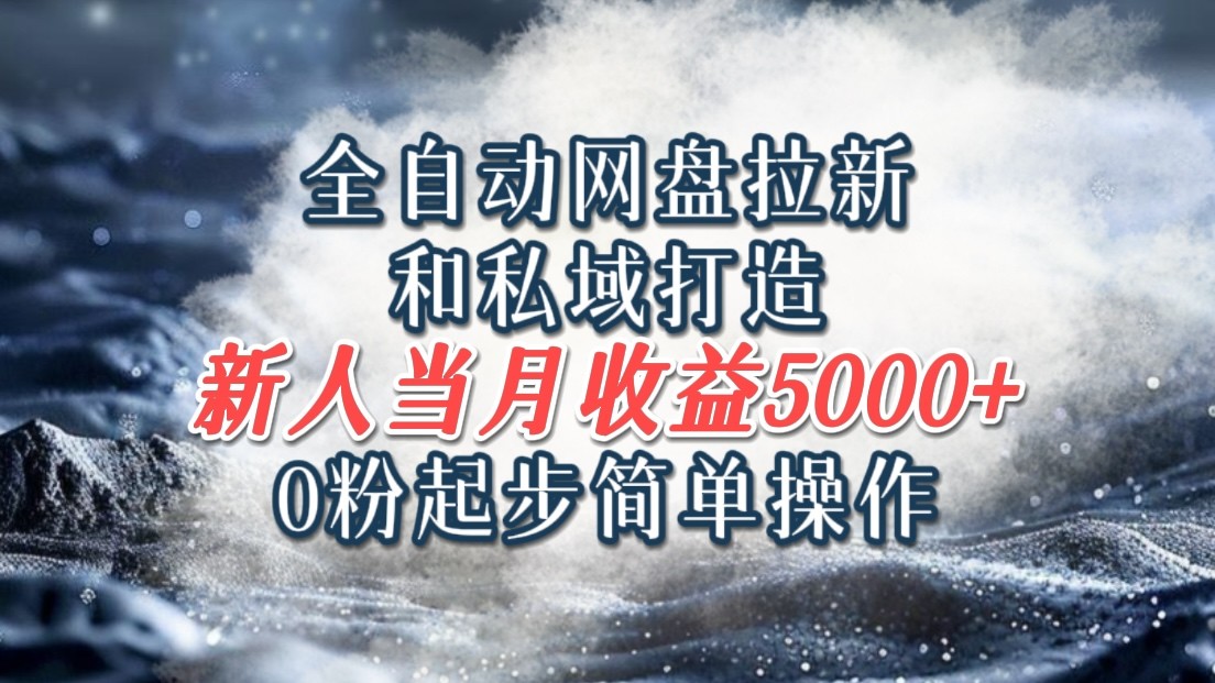 全自动网盘拉新和私域打造，0粉起步简单操作，新人入门当月收益5000以上-创薯资源