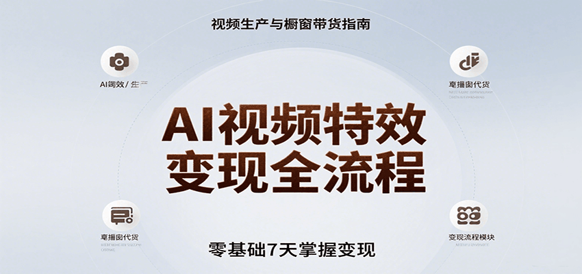 AI视频特效变现全流程，零基础7天掌握视频生产到橱窗带货变现-创薯资源