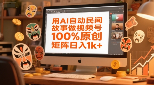 用AI自动民间故事做视频号，100%原创，矩阵日入1k+-创薯资源