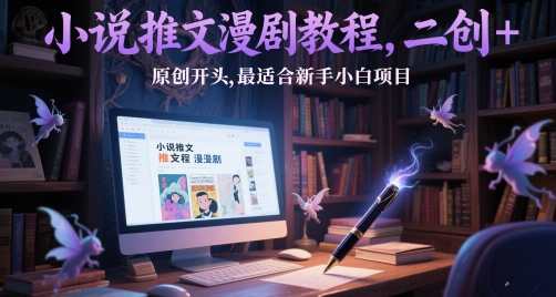 小说推文漫剧教程，二创+原创开头，最适合新手小白项目-创薯资源