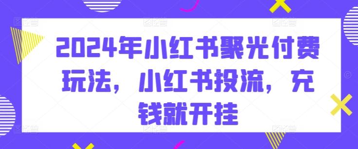 2024年小红书聚光付费玩法，小红书投流，充钱就开挂-创薯资源