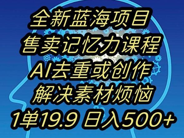 蓝海项目记忆力提升，AI去重，一单19.9日入500+【揭秘】-创薯资源