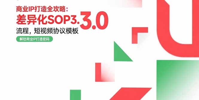 商业IP打造全攻略：差异化SOP3.0流程，短视频协议模板，婚恋项目实战案例-创薯资源