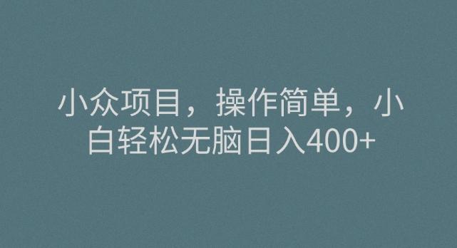 小众项目，操作简单，小白轻松无脑日入400+-创薯资源