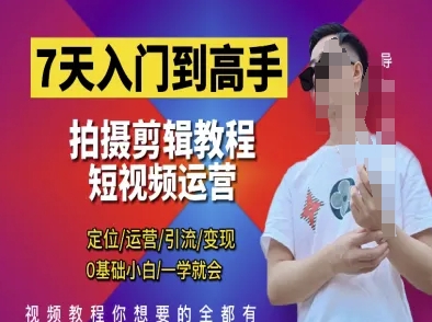 7天入门到高手，短视频剪辑运营高手课，定位 运营 引|流 变现，0基础小白一学就会-创薯资源