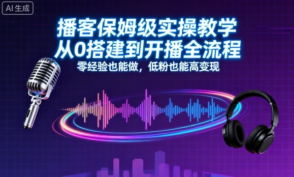 播客保姆级实操教学，从0搭建到开播全流程，零经验也能做，低粉也能高变现-创薯资源
