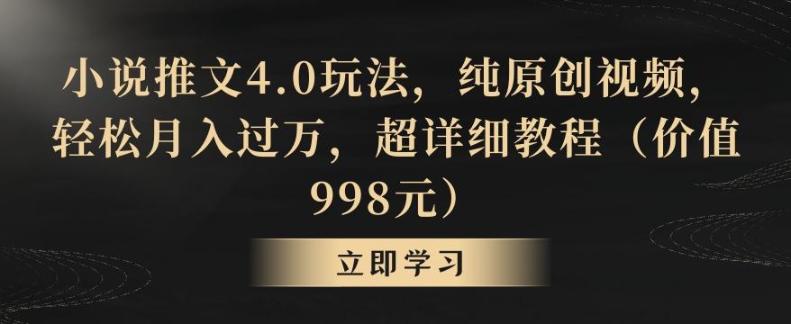 小说推文4.0玩法，纯原创视频，轻松月入过万，超详细教程(价值998元)【揭秘】-创薯资源