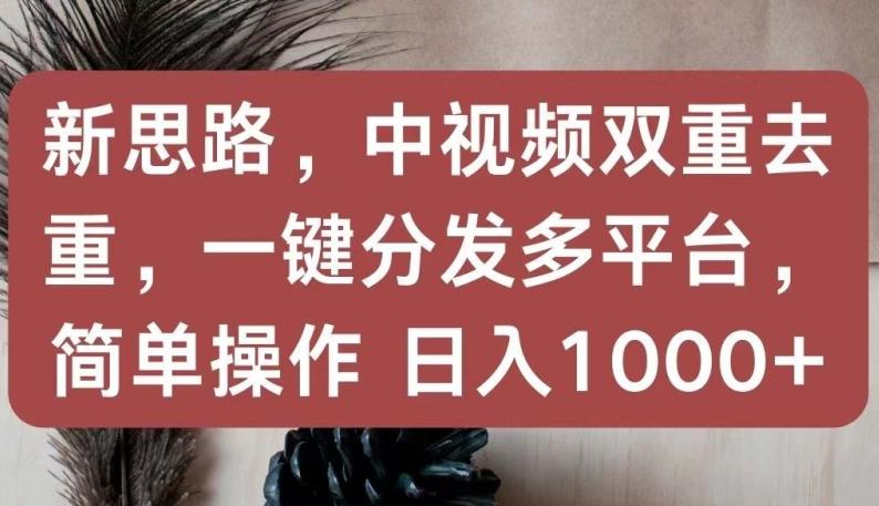 新思路，中视频双重去重，一键分发多平台，简单操作，日入1000+【揭秘】-创薯资源