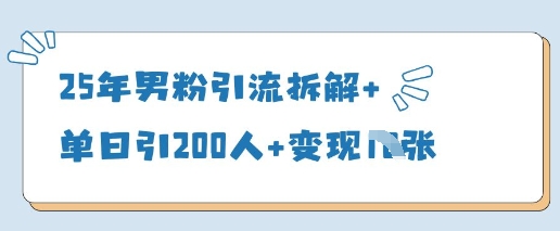 25年男粉引流拆解+单日引200人+变现多张-创薯资源