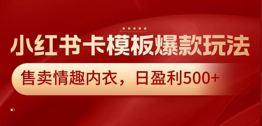 小红书卡模板爆款玩法，售卖情趣内衣，日盈利500+【揭秘】-创薯资源