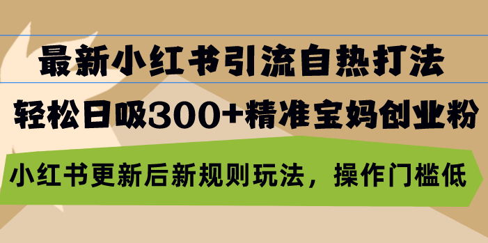 最新小红书引流自热打法，轻松日吸300+精准宝妈创业粉，小红书更新后新…-创薯资源