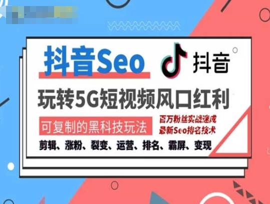 抖音SEO引流培训课程-抓住抖音风口，实现搜索排名，获取精准流量，快速成交变现-创薯资源
