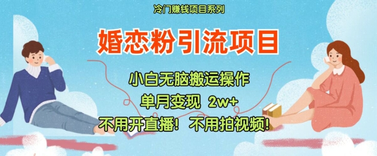 小红书婚恋粉引流，不用开直播，不用拍视频，不用做交付【揭秘】-创薯资源