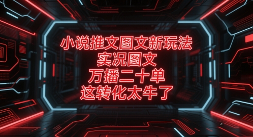 小说推文图文新玩法，实况图文，万播二十单，这转化太牛了！-创薯资源