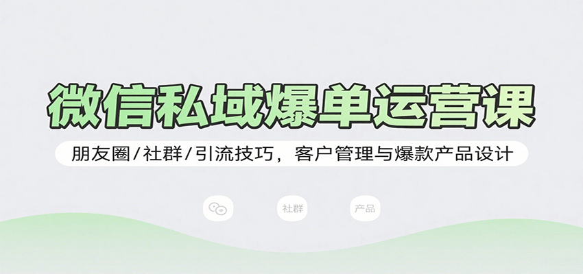 微信私域爆单运营课：朋友圈/社群/引流技巧，客户管理与爆款产品设计-创薯资源