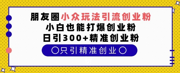 朋友圈小众玩法引流创业粉，小白也能打爆创业粉，日引300+精准创业粉【揭秘】-创薯资源