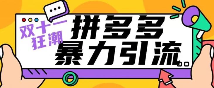 【首发】双十一拼多多暴力引流，日引300+微信-创薯资源