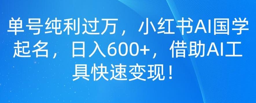 单号纯利过万，小红书AI国学起名，日入600+，借助AI工具快速变现-创薯资源