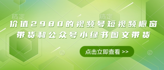 价值2980的视频号短视频橱窗带货和公众号小绿书图文带货-创薯资源