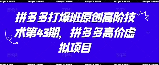 拼多多打爆班原创高阶技术第43期，拼多多高价虚拟项目-创薯资源