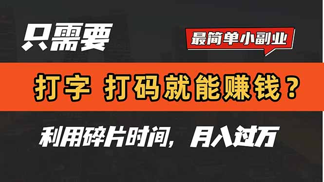 只需要打字，打码，就能赚钱？简单的赚钱小副业，利用碎片时间，月入过万-创薯资源