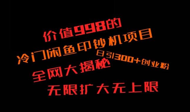 闲鱼流量印钞机项目大揭秘，日引300+创业粉，保姆级实操教程-创薯资源