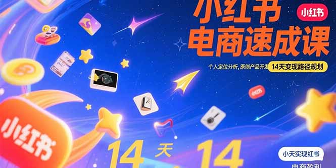 小红书虚拟电商速成课：个人定位分析，原创产品开发，14天变现路径规划-创薯资源
