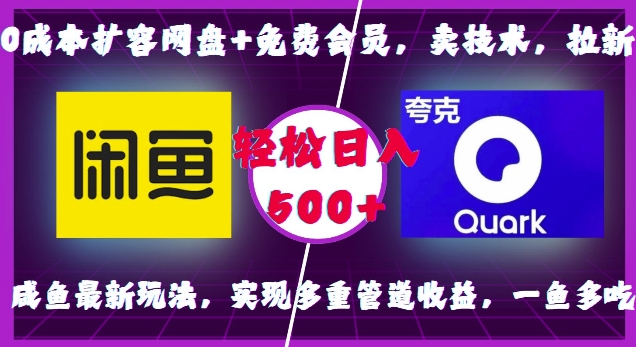 0成本扩容网盘+免费会员，卖技术，拉新，咸鱼最新玩法，实现多重管道收益，一鱼多吃，轻松日入500+-创薯资源
