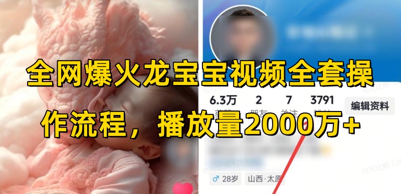 全网爆火龙宝宝视频全套操作流程，播放量2000万+-创薯资源