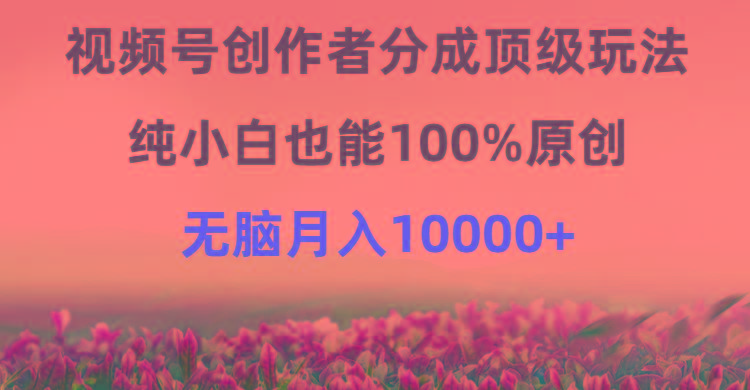 (9608期)视频号创作者分成顶级玩法，纯小白也能100%原创，无脑月入10000+-创薯资源