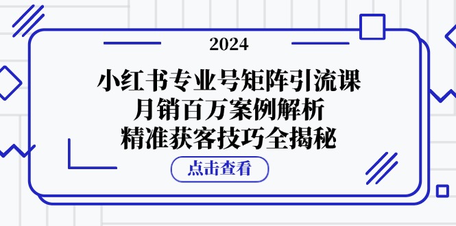 小红书专业号矩阵引流课，月销百万案例解析，精准获客技巧全揭秘-创薯资源