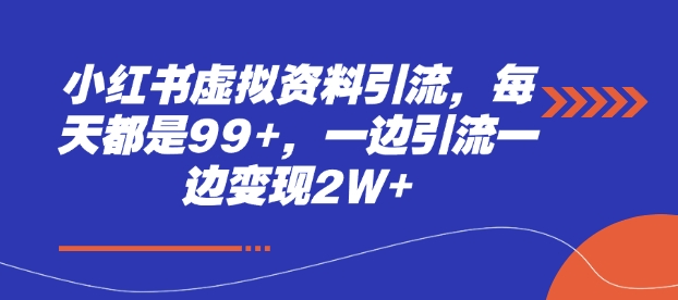 小红书虚拟资料引流，每天都是99+，一边引流一边变现2W+-创薯资源